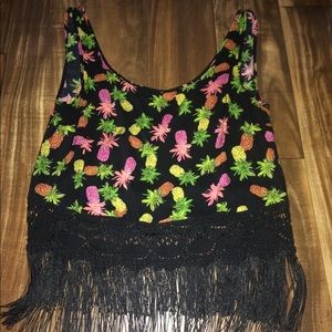 Pineapple tank top with fringes